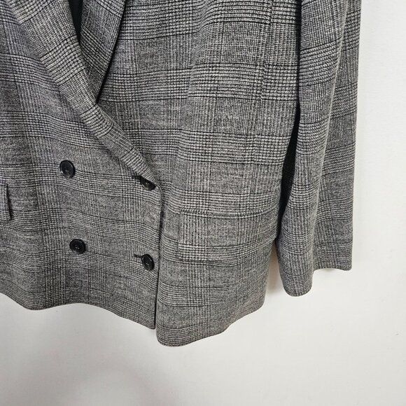 All Saints Helei Oversize Double Breasted Plaid Blazer Jacket Sz 10 Grey L - Picture 6 of 13